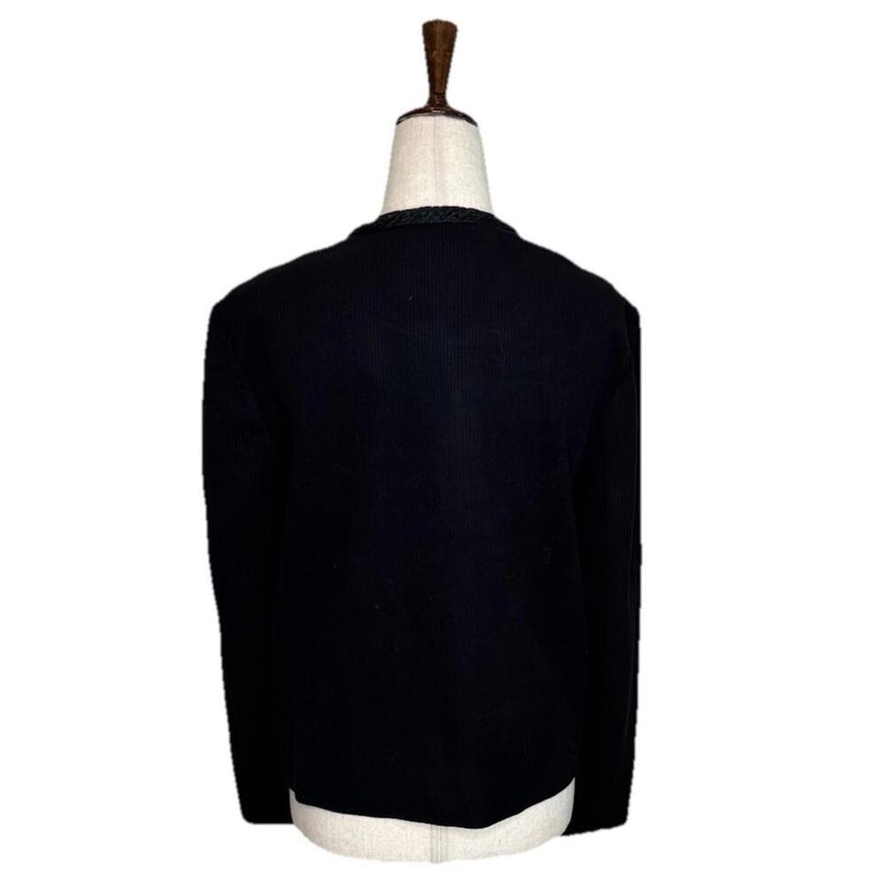 J McLaughlin Fanning Jacket Small Black Braided Trim Pockets Old Money Classic - Picture 7 of 10